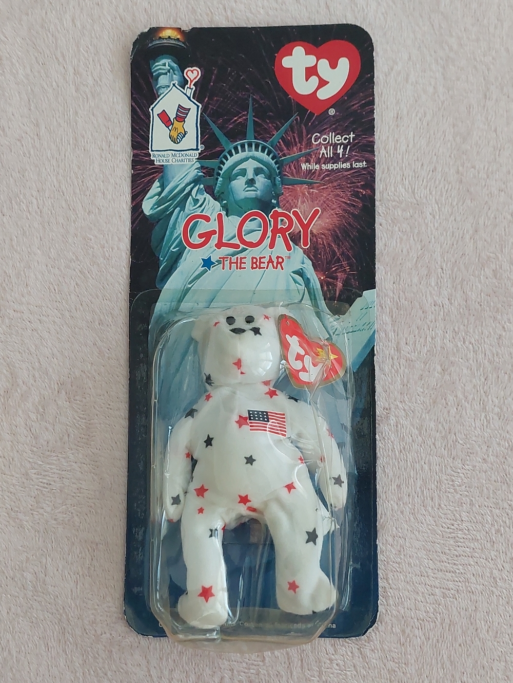 Ty GLORY THE BEAR Mini Beanie Baby-Ronald McDonald House Charities-Errors NIB